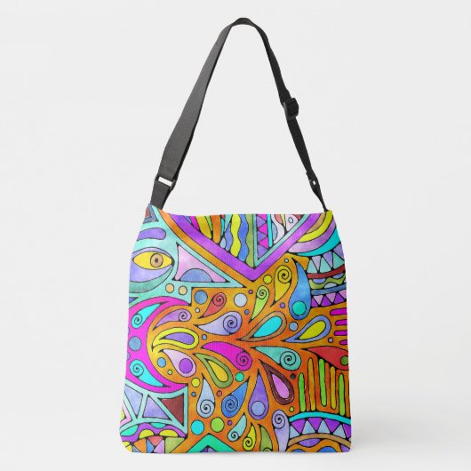 Handtekening gemaakt door EDDArt - Blah Blah Blah  Crossbody Tas (Achterkant)