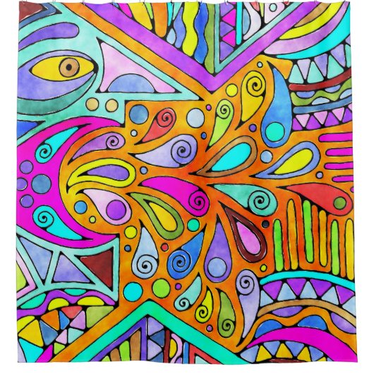 Handtekening gemaakt door EDDArt - Blah Blah Blah  Douchegordijn (Voorkant)