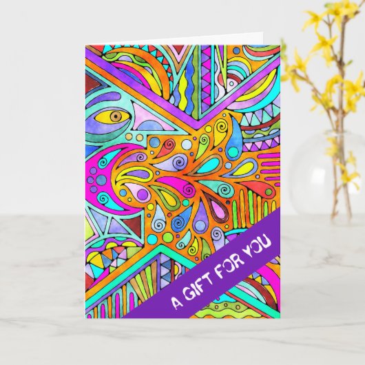 Handtekening gemaakt door EDDArt - Blah Blah Blah Kaart (Gele Bloem)