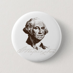 Handtekening George Washington Ronde Button 5,7 Cm