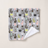 Handtekening gestructureerd cactus-patroon bad handdoek (Wasdoekje)