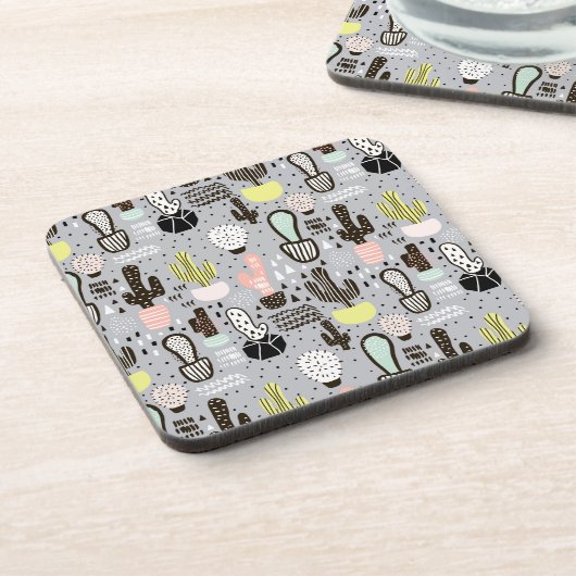 Handtekening gestructureerd cactus-patroon bier onderzetter (Linkerzijde)