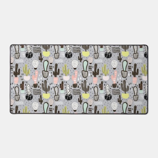Handtekening gestructureerd cactus-patroon bureaumat (Voorkant)