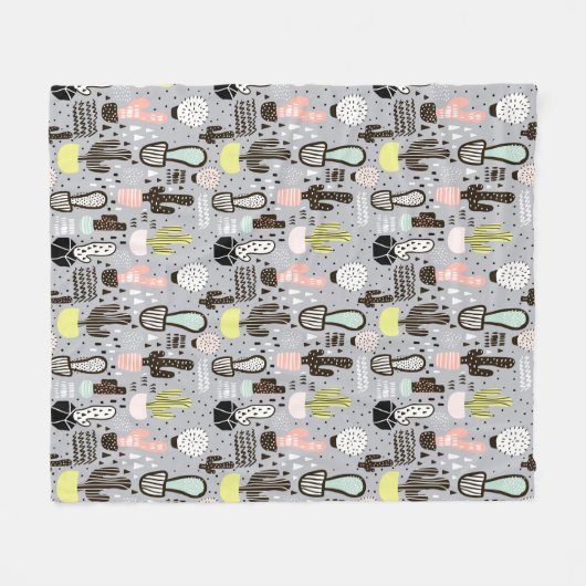 Handtekening gestructureerd cactus-patroon fleece deken (Voorkant (Horizontaal))