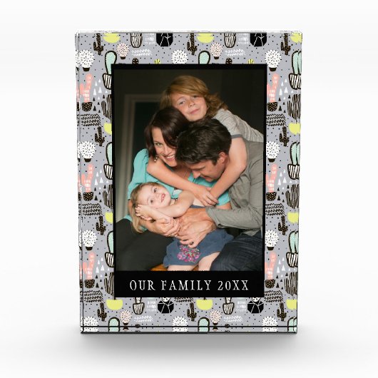 Handtekening gestructureerd cactus-patroon fotoblokken (Voorkant)