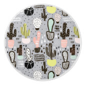 Handtekening gestructureerd cactus-patroon keramische knop (Voorkant)