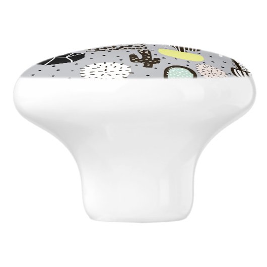 Handtekening gestructureerd cactus-patroon keramische knop (Zijkant)