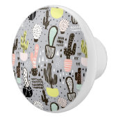 Handtekening gestructureerd cactus-patroon keramische knop (Rechts)