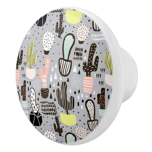 Handtekening gestructureerd cactus-patroon keramische knop (Rechts)