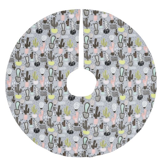 Handtekening gestructureerd cactus-patroon kerstboom rok (Voorkant)