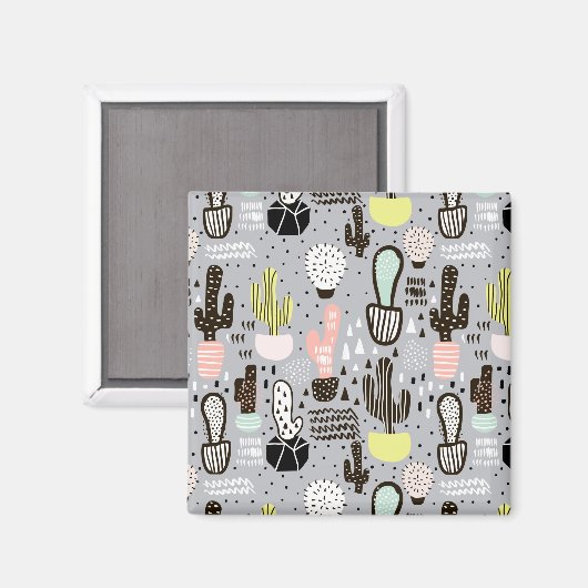 Handtekening gestructureerd cactus-patroon magneet (Voorkant / Achterkant)