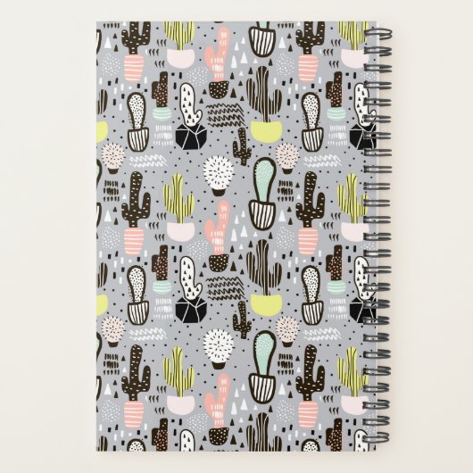 Handtekening gestructureerd cactus-patroon planner (Achterkant)