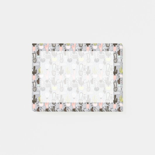 Handtekening gestructureerd cactus-patroon post-it® notes (Voorkant)