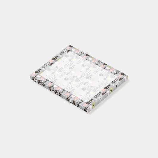 Handtekening gestructureerd cactus-patroon post-it® notes (Schuin)