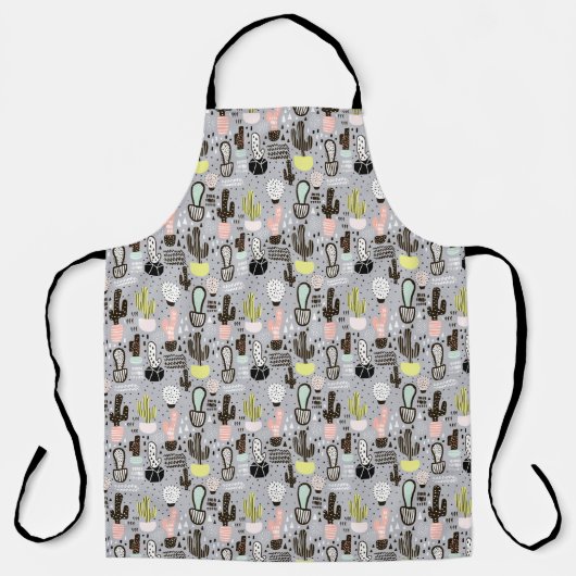 Handtekening gestructureerd cactus-patroon schort (Voorkant)