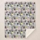 Handtekening gestructureerd cactus-patroon sherpa deken (Voorkant)