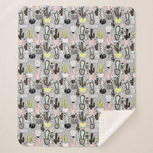Handtekening gestructureerd cactus-patroon sherpa deken