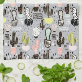 Handtekening gestructureerd cactus-patroon theedoek (Gevouwen)