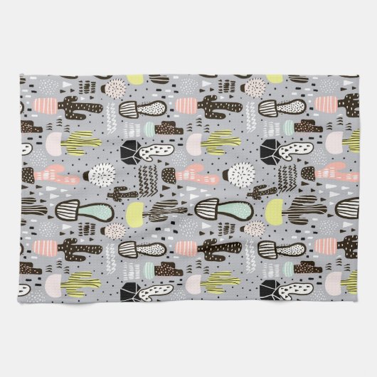 Handtekening gestructureerd cactus-patroon theedoek (Horizontaal)