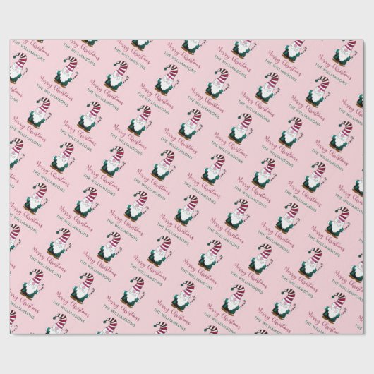 Handtekening Gnome Personalized Scandi Pink Cadeaupapier (Vlak)