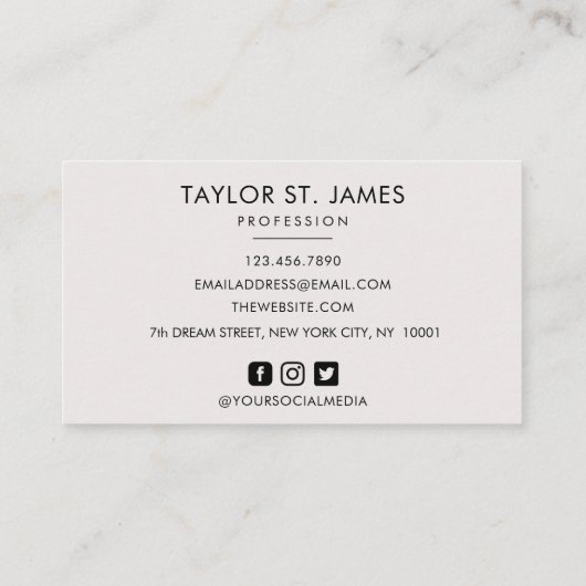 Handtekening  Gold Beige Schilderende Zakelijke au Visitekaartje (Achterkant)