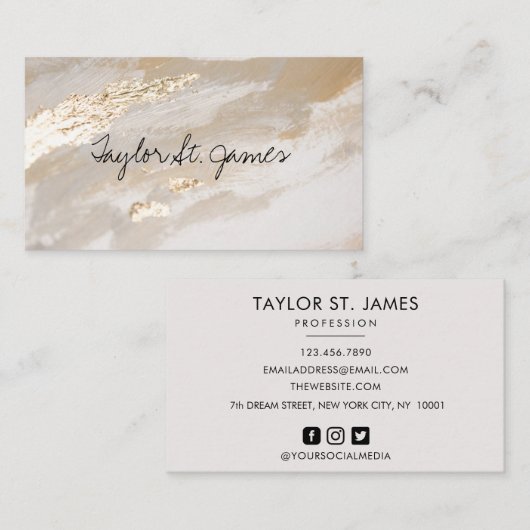 Handtekening  Gold Beige Schilderende Zakelijke au Visitekaartje (Voorkant / Achterkant)