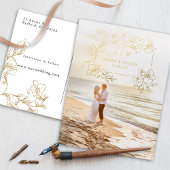 Handtekening Gold Floral slaat de datum op Folie Uitnodiging Briefkaart