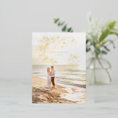 Handtekening Gold Floral slaat de datum op Folie Uitnodiging Briefkaart (Staand Voorkant)