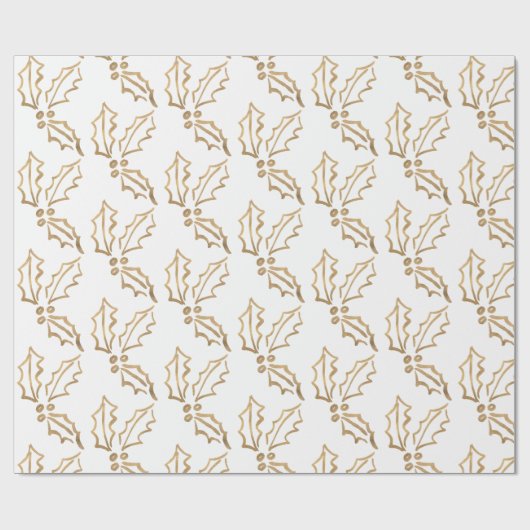Handtekening Gold Foil Holiday Holly Cadeaupapier (Vlak)