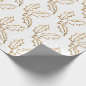 Handtekening Gold Foil Holiday Holly Cadeaupapier (Hoek)
