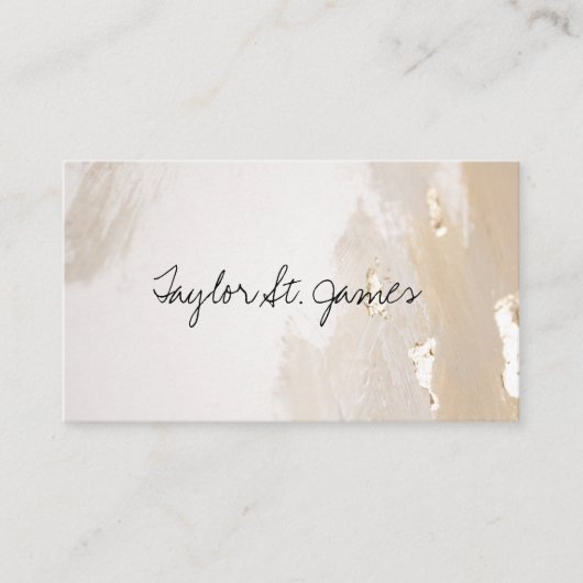 Handtekening  goudbeige schilderingen visitekaartje (Voorkant)