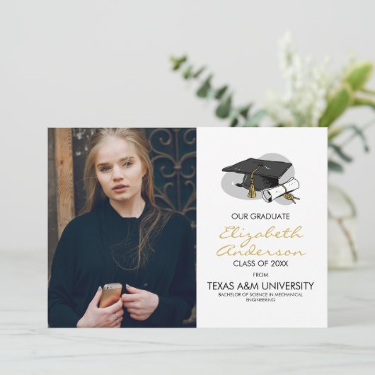 Handtekening Graduation Cap & Foto kondiging Aankondiging (Staand voorkant)