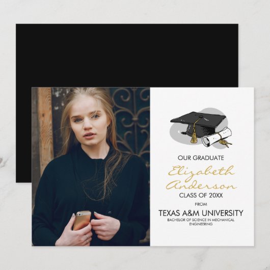 Handtekening Graduation Cap & Foto kondiging Aankondiging (Voorkant / Achterkant)