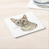 Handtekening grappig Sneeuwbengal katteband T-Shir Kartonnen Onderzetters (Schuin)