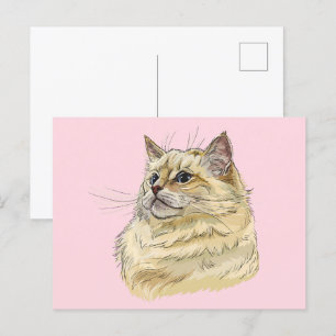 Handtekening grappige fluffy Ragdoll-kat Briefkaart