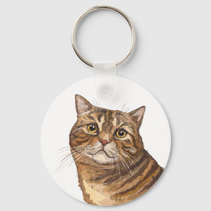 Handtekening grappige Tabby cat Canvas tas Sleutelhanger