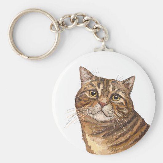 Handtekening grappige Tabby cat Canvas tas Sleutelhanger (Voorkant)
