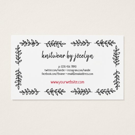 Handtekening Greenery Coupon Code Small Business Visitekaartje (Achterkant)