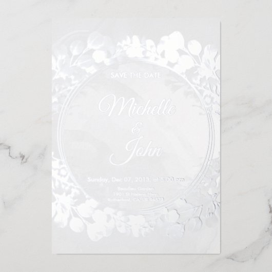 Handtekening Greeny Wedding Invitation Floral Folie Uitnodiging (Voorkant)