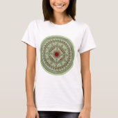 Handtekening groen en rood Mandala-ventilatorontwe T-shirt (Voorkant)