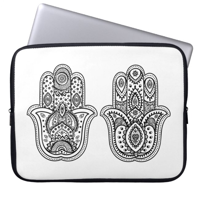 Handtekening Hamsa met sierplanten Laptop Sleeve (Voorkant)