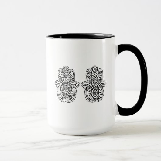 Handtekening Hamsa met sierplanten Mok (Rechts)