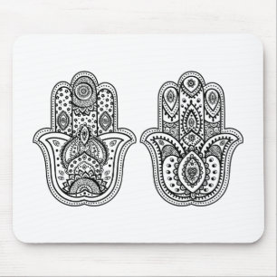Handtekening Hamsa met sierplanten Muismat