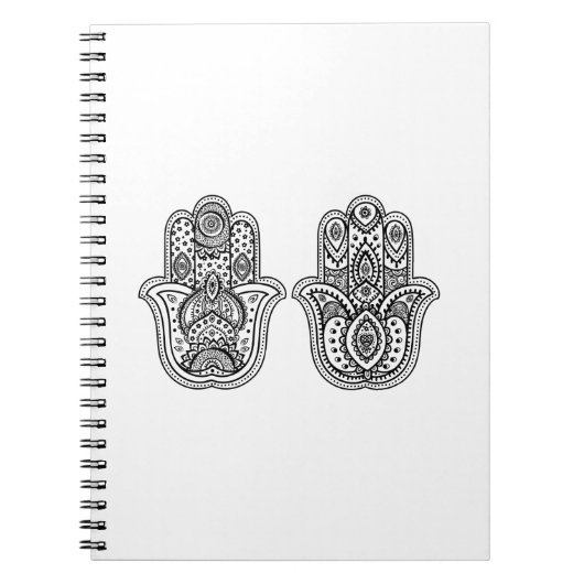 Handtekening Hamsa met sierplanten Notitieboek (Voorkant)