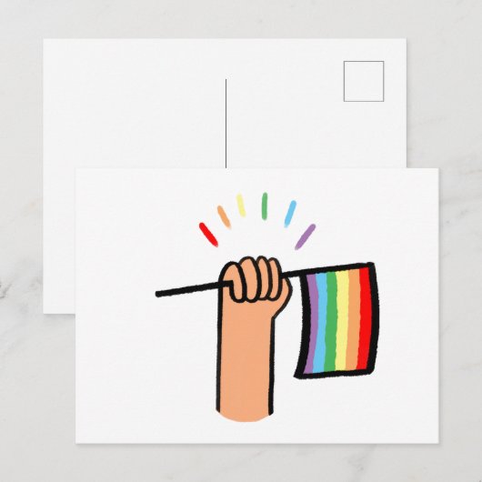 Handtekening Handje met een regenboogvlag Briefkaart (Voorkant / Achterkant)