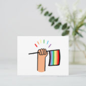 Handtekening Handje met een regenboogvlag Briefkaart (Staand voorkant)