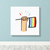 Handtekening Handje met een regenboogvlag Canvas Afdruk (Insitu (Houten vloer))