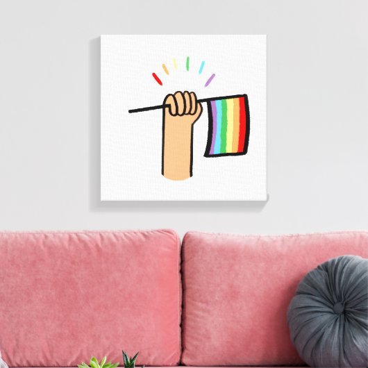 Handtekening Handje met een regenboogvlag Canvas Afdruk (Insitu (Woonkamer))