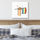 Handtekening Handje met een regenboogvlag Canvas Afdruk (Insitu (Slaapkamer))