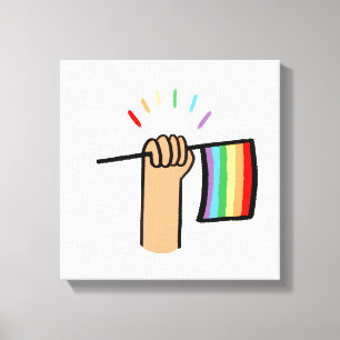 Handtekening Handje met een regenboogvlag Canvas Afdruk
